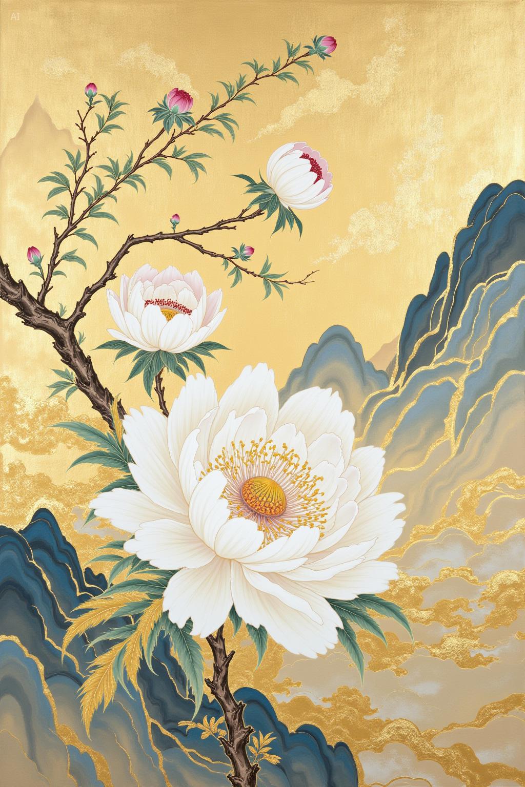 Chinese aesthetic ink and gold
