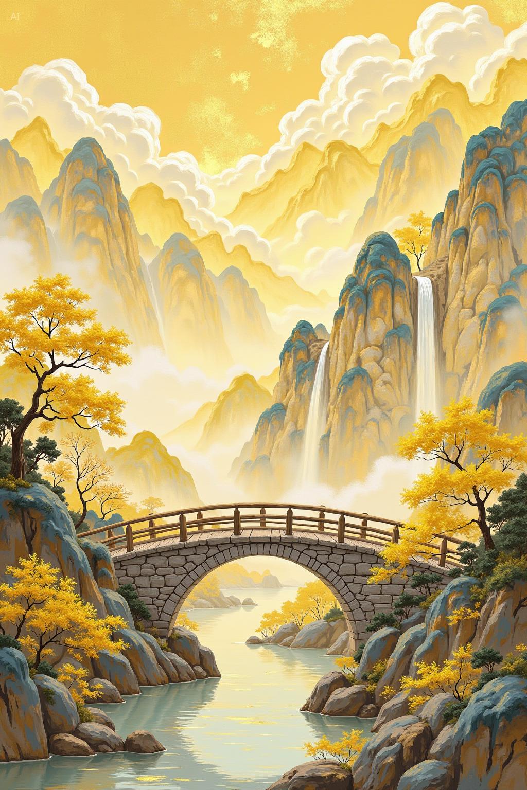 Chinese aesthetic ink and gold