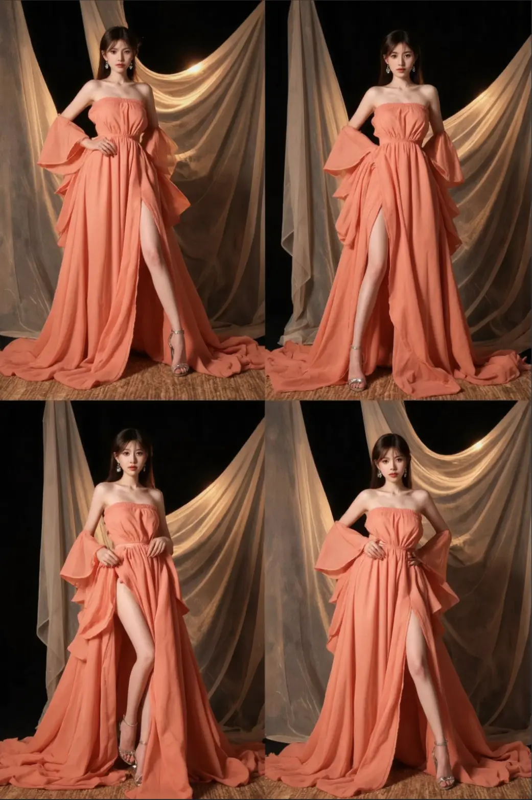 Character consistency, different poses creation (similar clothing and background, with face swapping and enlargement repair)