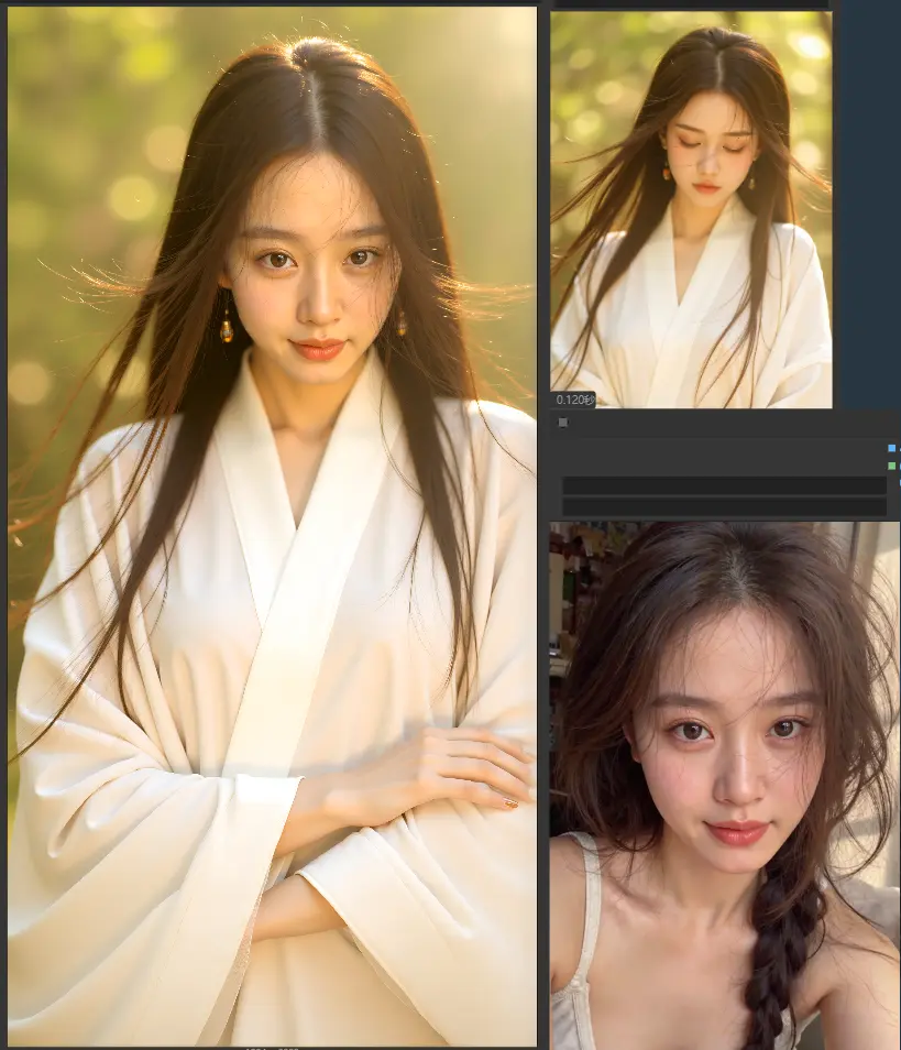 Face swapping with 100% similarity, HD enlargement for AI HD restoration, keep 2 photos: 1 with facial mole at 100% similarity, 2 with skin AI removal.