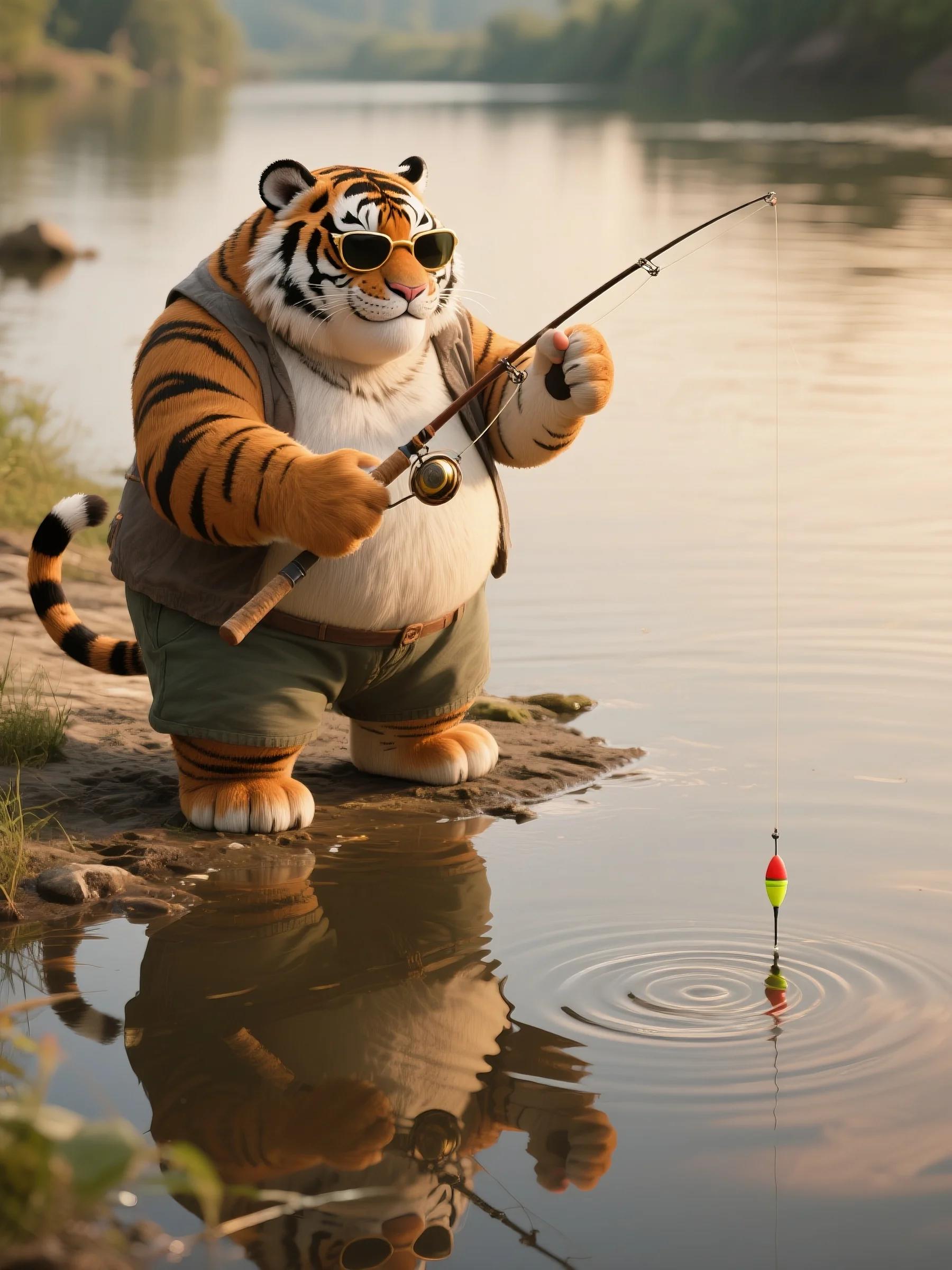 Anthropomorphic chubby tiger and chubby orange cat_ Daily life of cute pets cooking