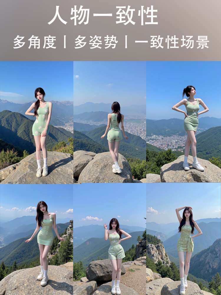 Xiaohongshu characters multi-angle, multi-posture, scene consistency