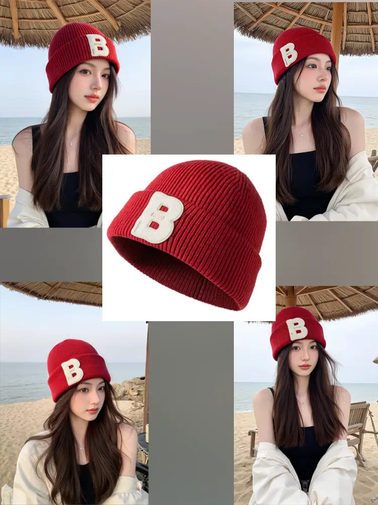 The hat is displayed on the model from multiple angles.