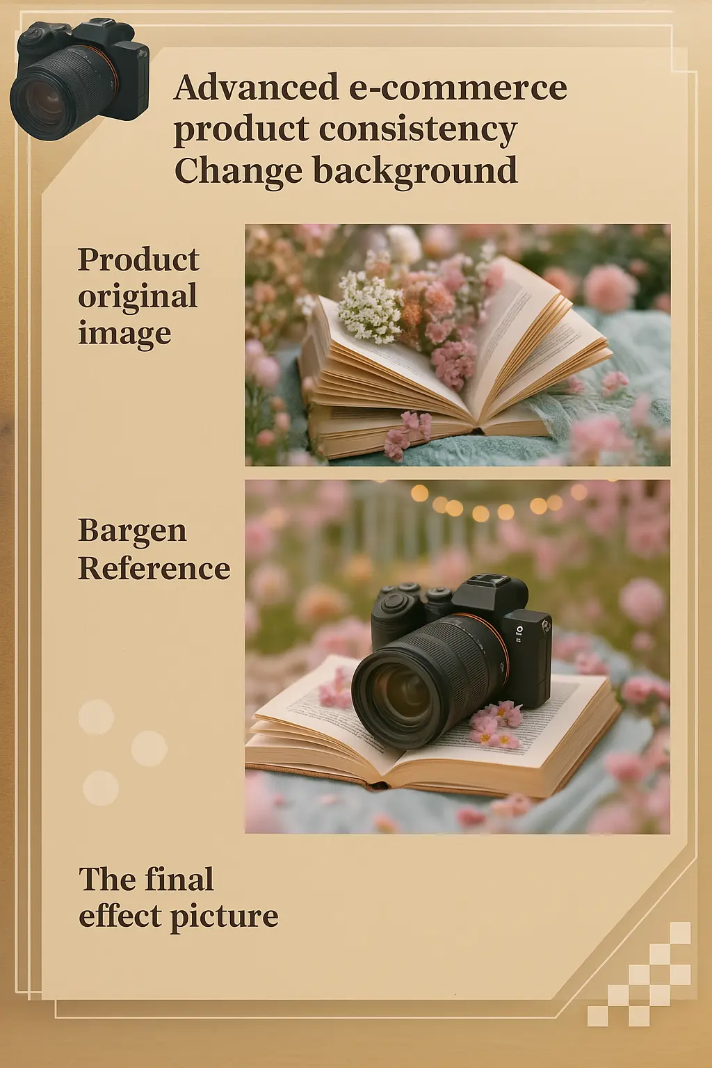 E-commerce product consistency; change background.