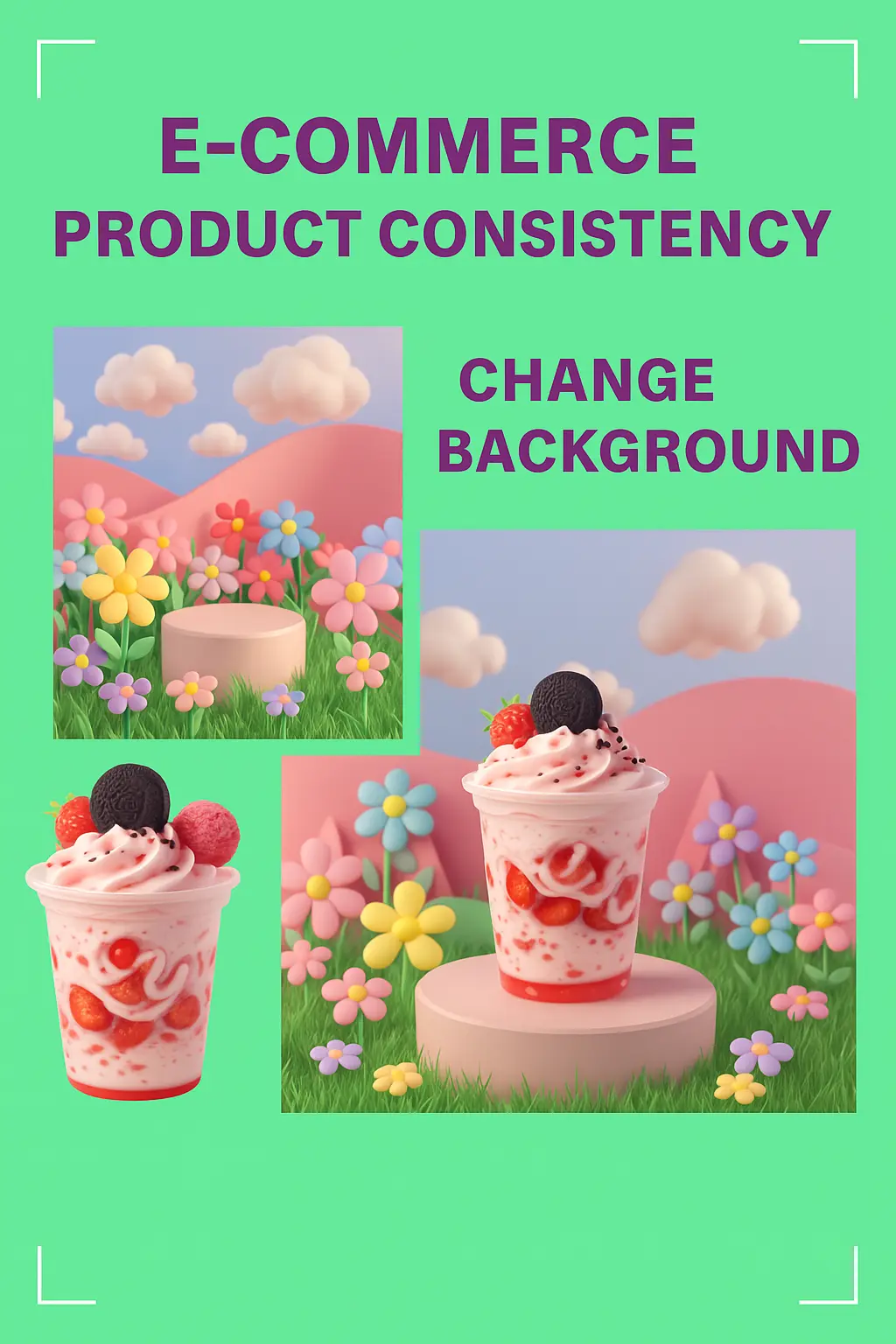 E-commerce product consistency; change background.
