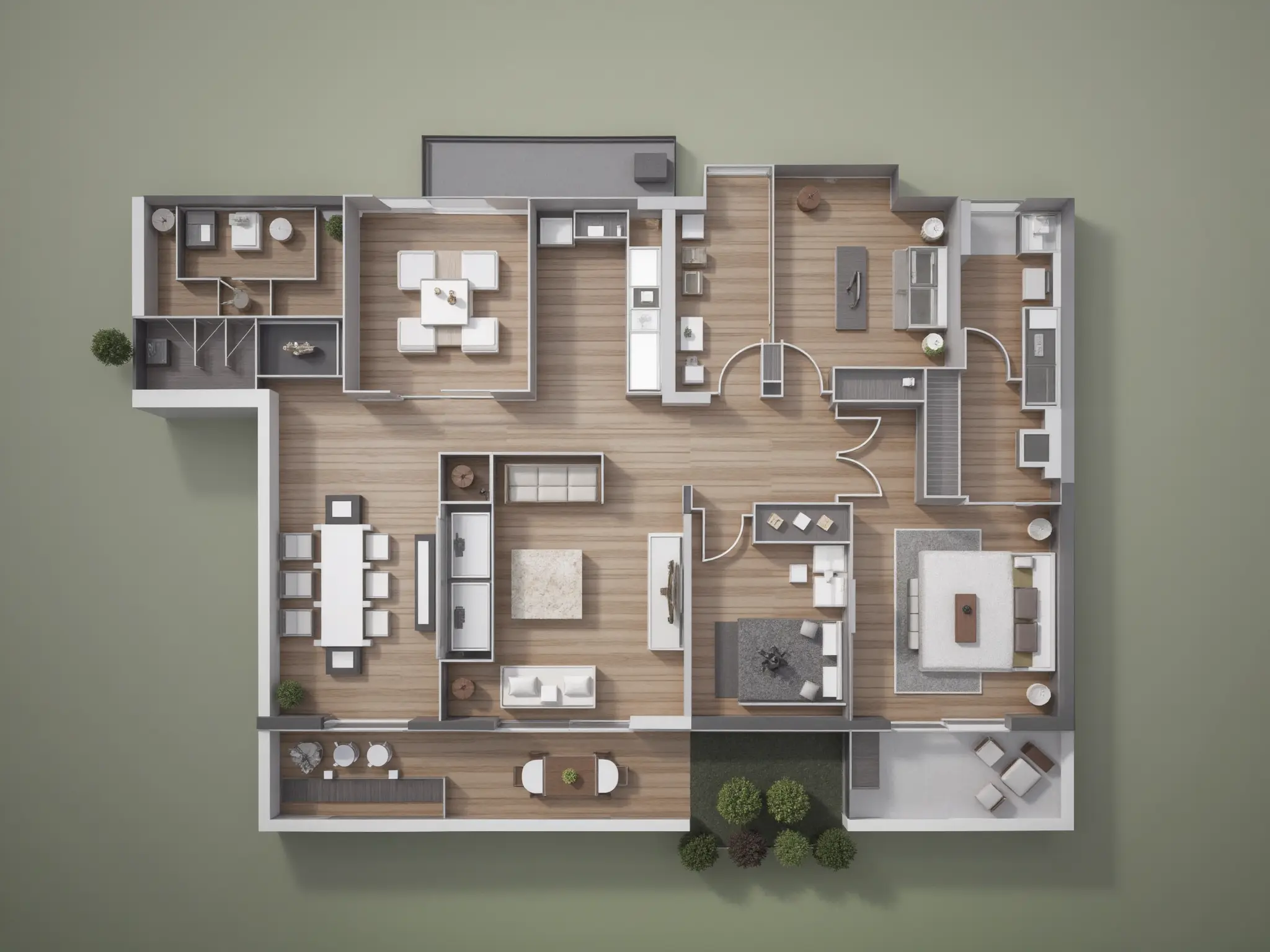 Floor plan model 3D visualization