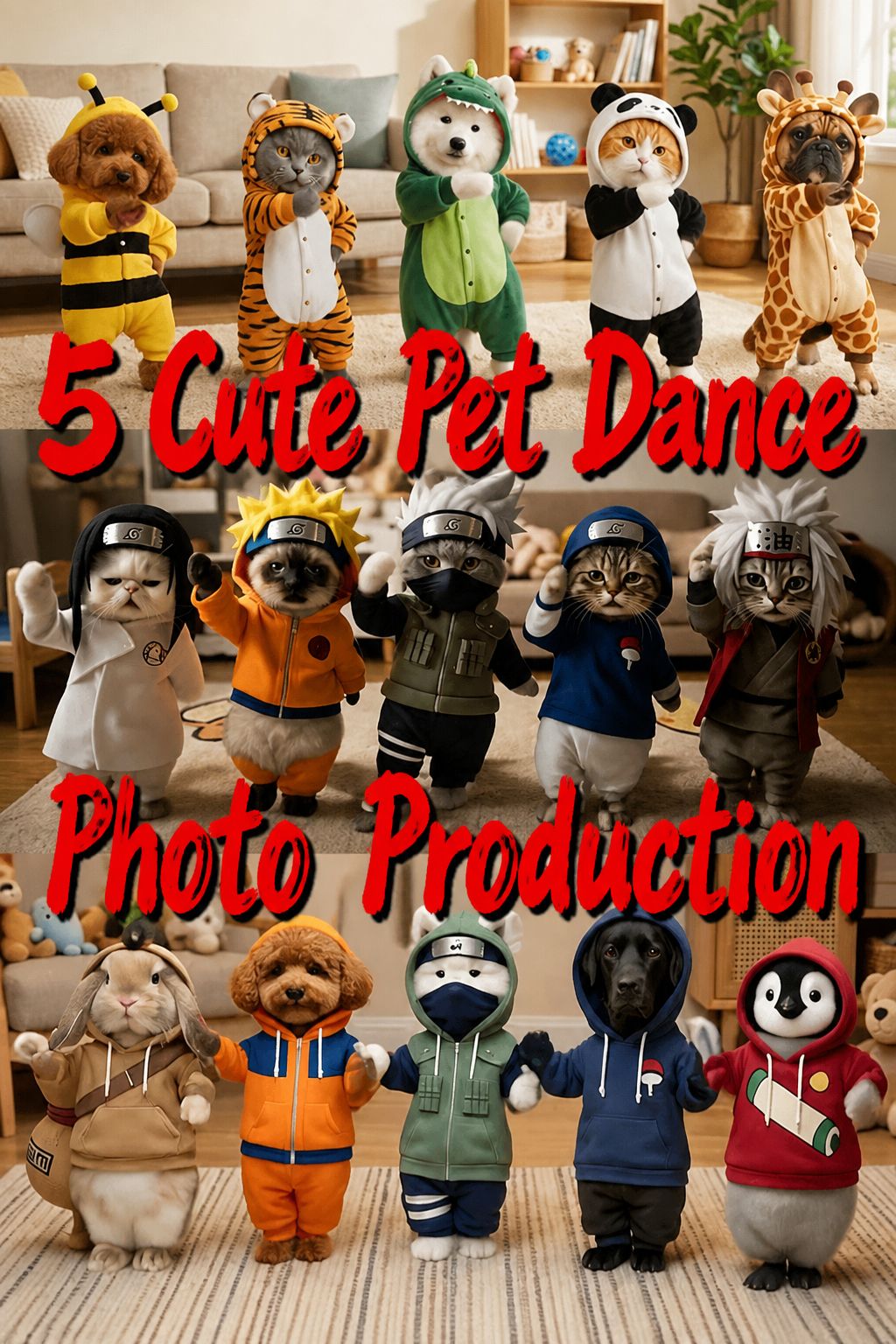 TikTok trending Five cute pets dancing Image