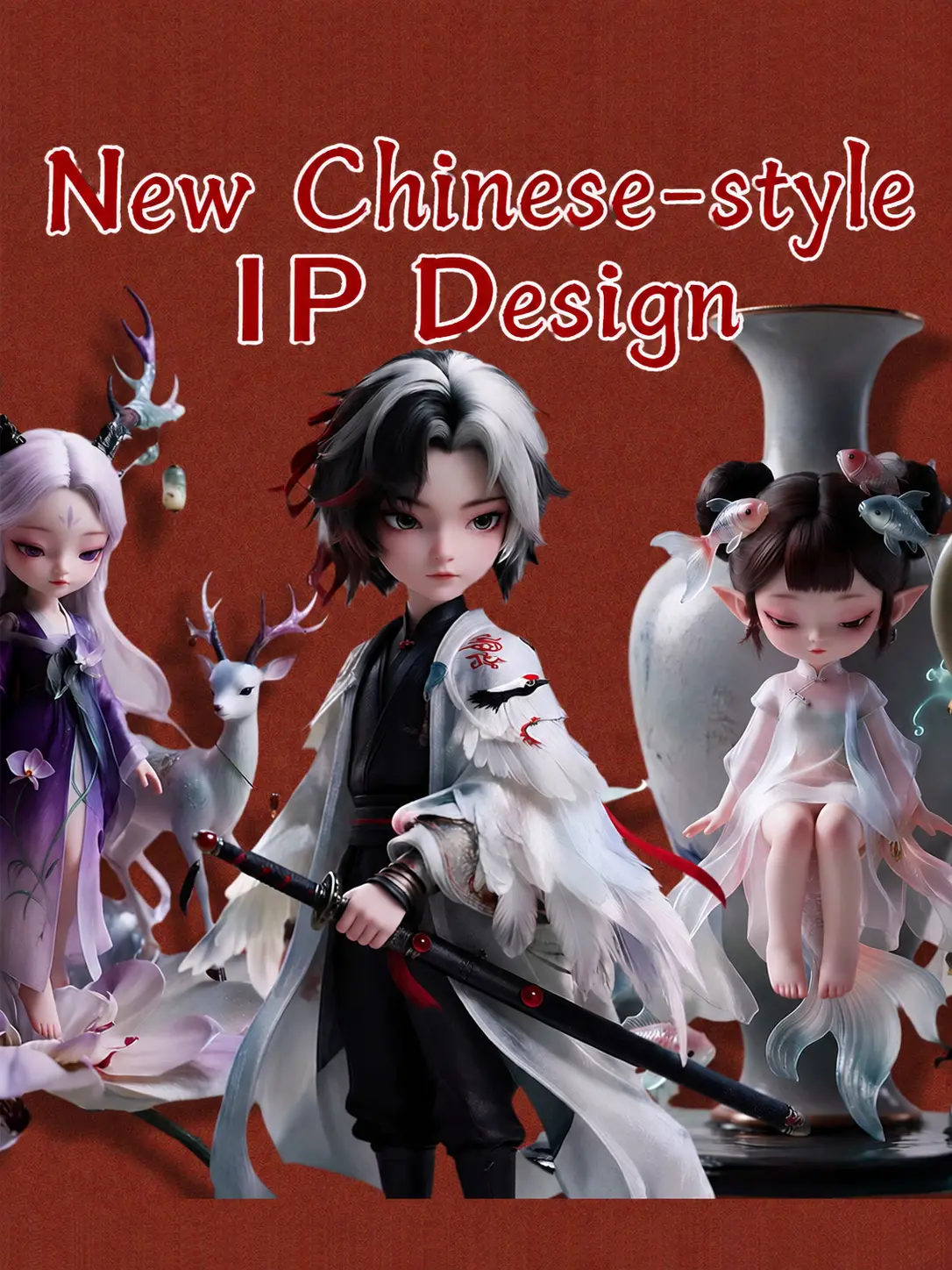 Porcelain Shadow Ink Charm: New Chinese-style IP Figurine Design