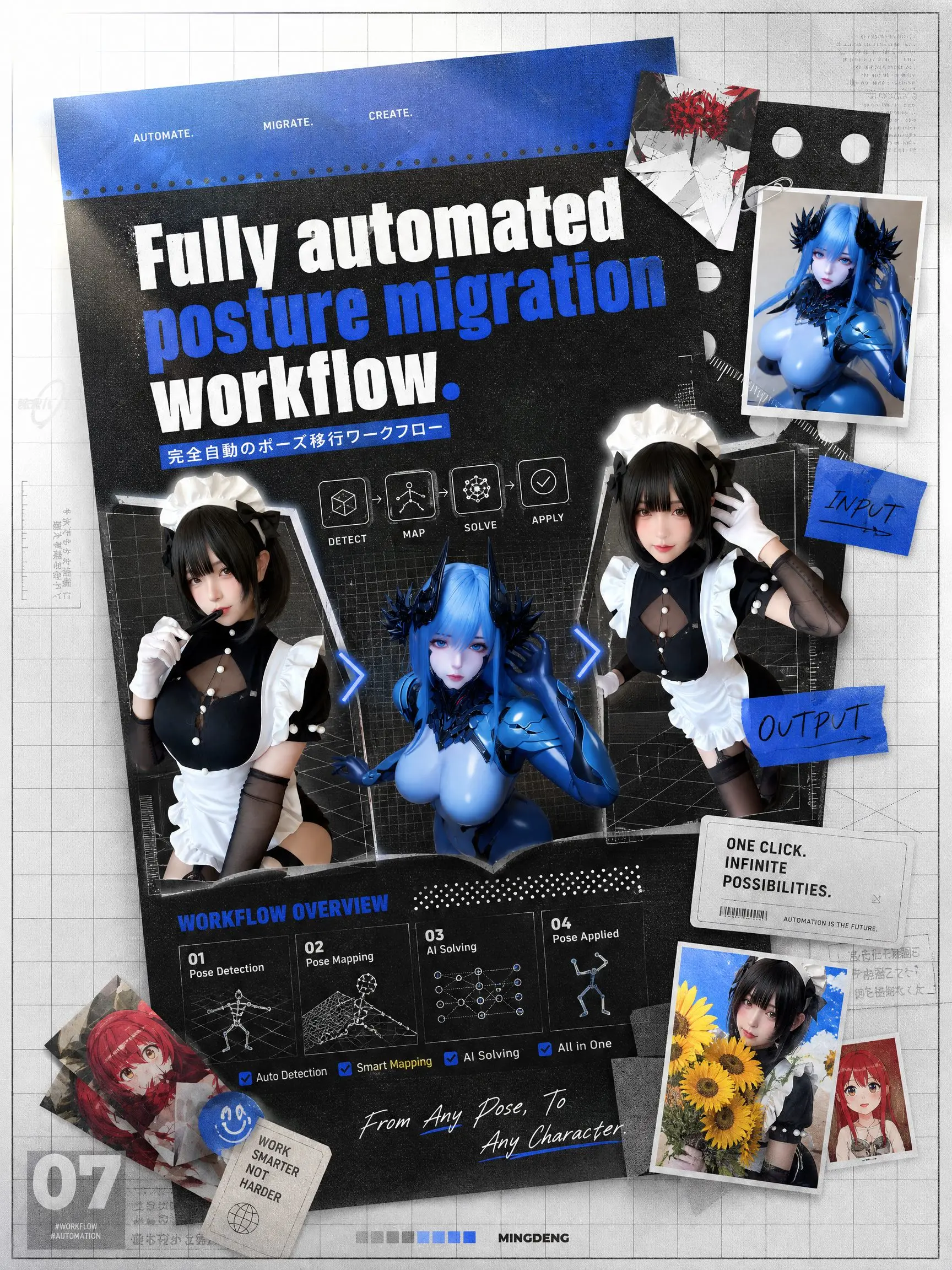 Fully automated human pose transfer