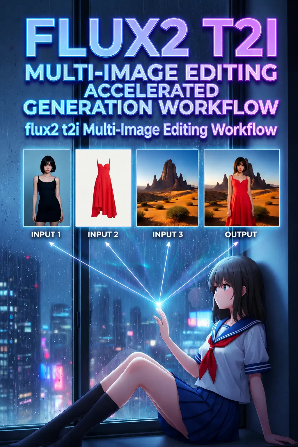 flux2 multi-image editing and text-to-image accelerated generation workflow