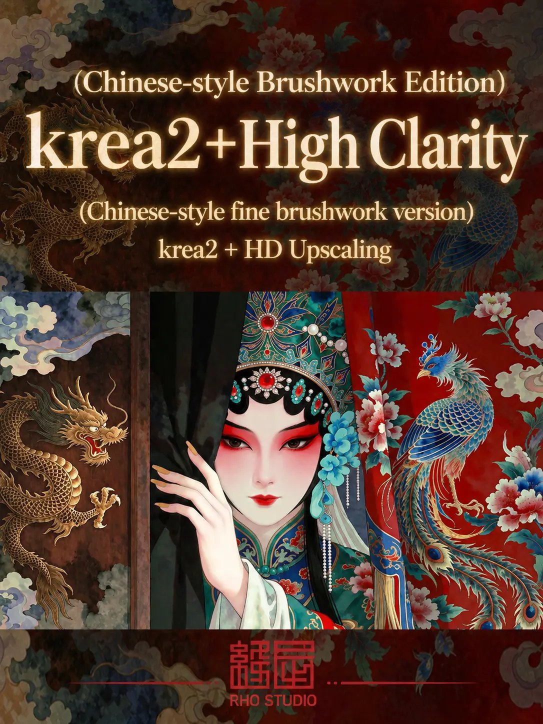 (Chinese Fine Brushwork Style Version) krea2 + HD Detail Upscale + Prompt Template