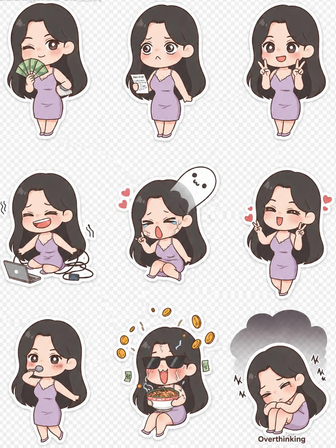 Cartoon avatar One-click emoji pack