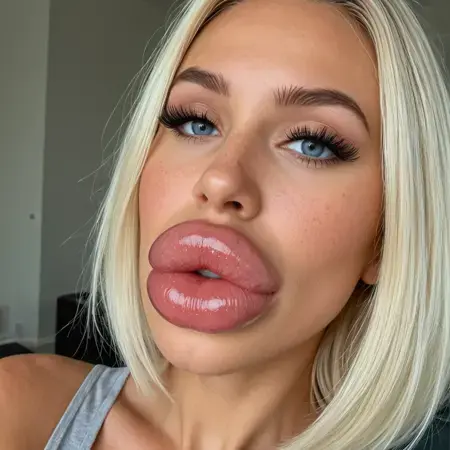 Huge fake lips/inflated bimbo lips