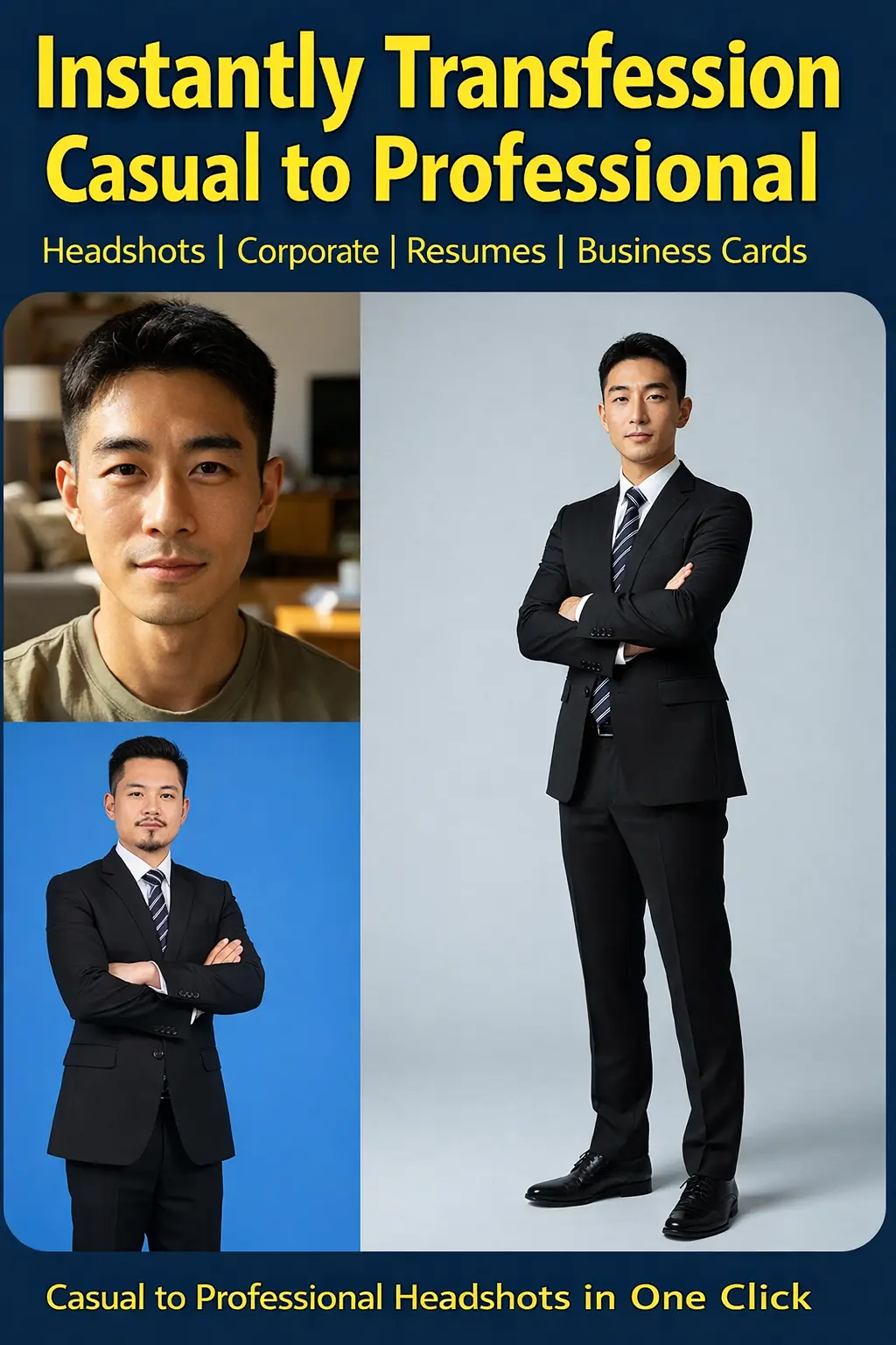 Life photos instantly become professional profile photos: resume, avatar, promotional photos, half-body/full-body photos.