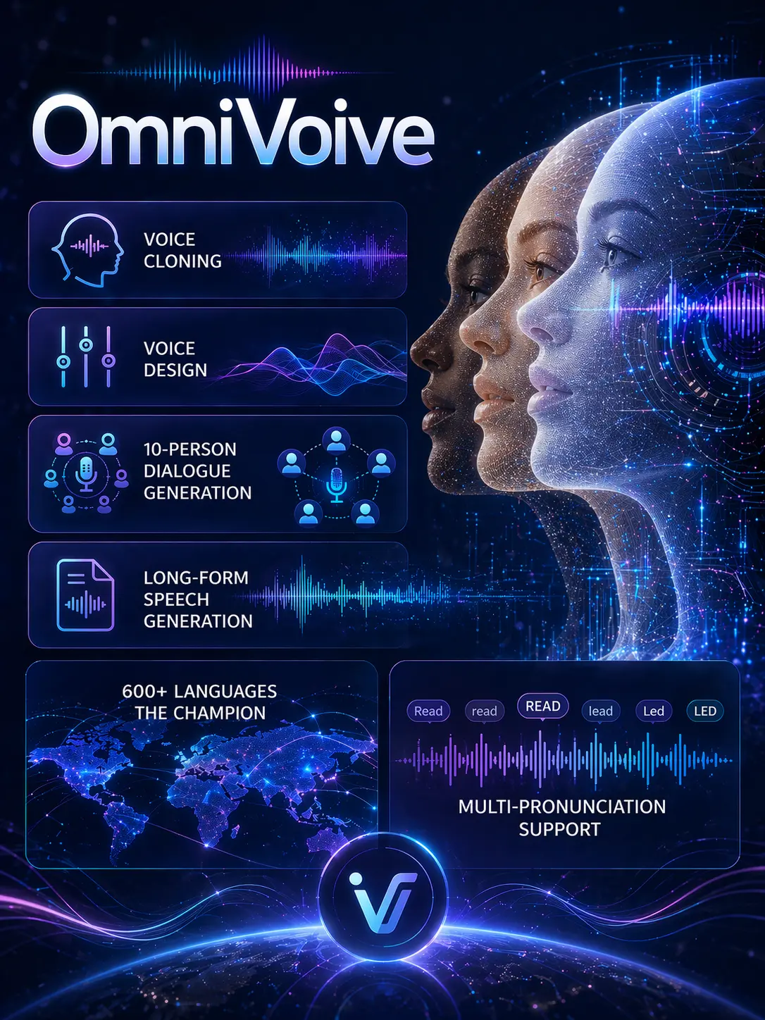 600 Languages OmniVoice Voice Cloning/Voice Design Multi-person Dialogue