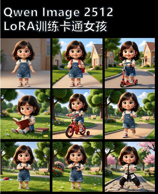Qwen Image 2512 cartoon girl LoRA