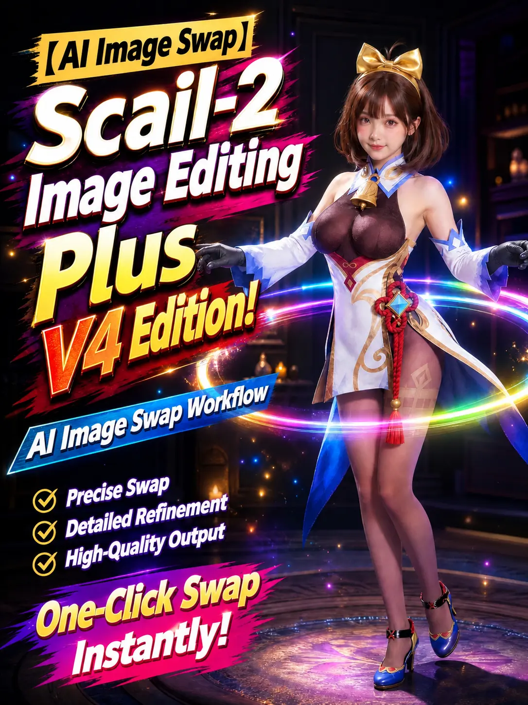 【Character Replacement】Scail 2 Advanced Workflow Plus V4 Edition【Long Video Action Transfer Background Replacement】