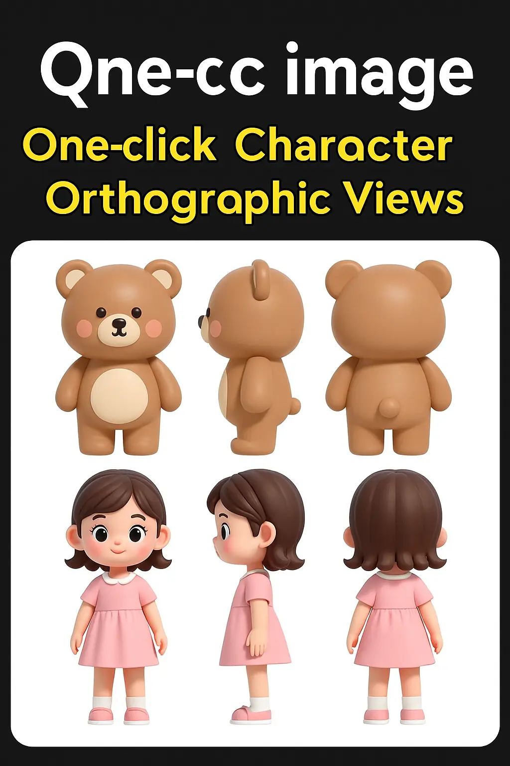 Qwen Image generates character three-view diagrams