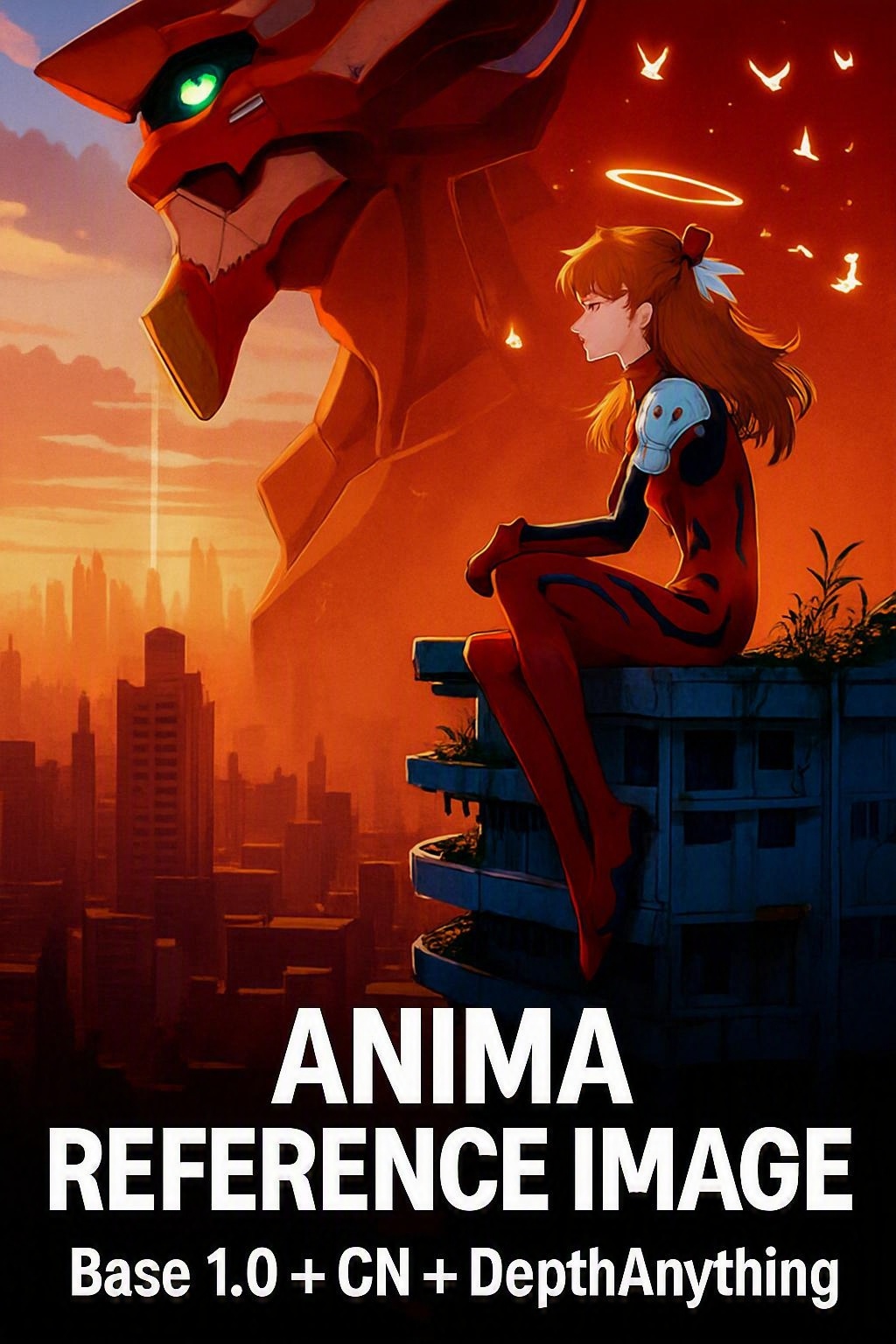 Refer to the composition and generate the image directly (Anima Base CN DepthAnything Control)