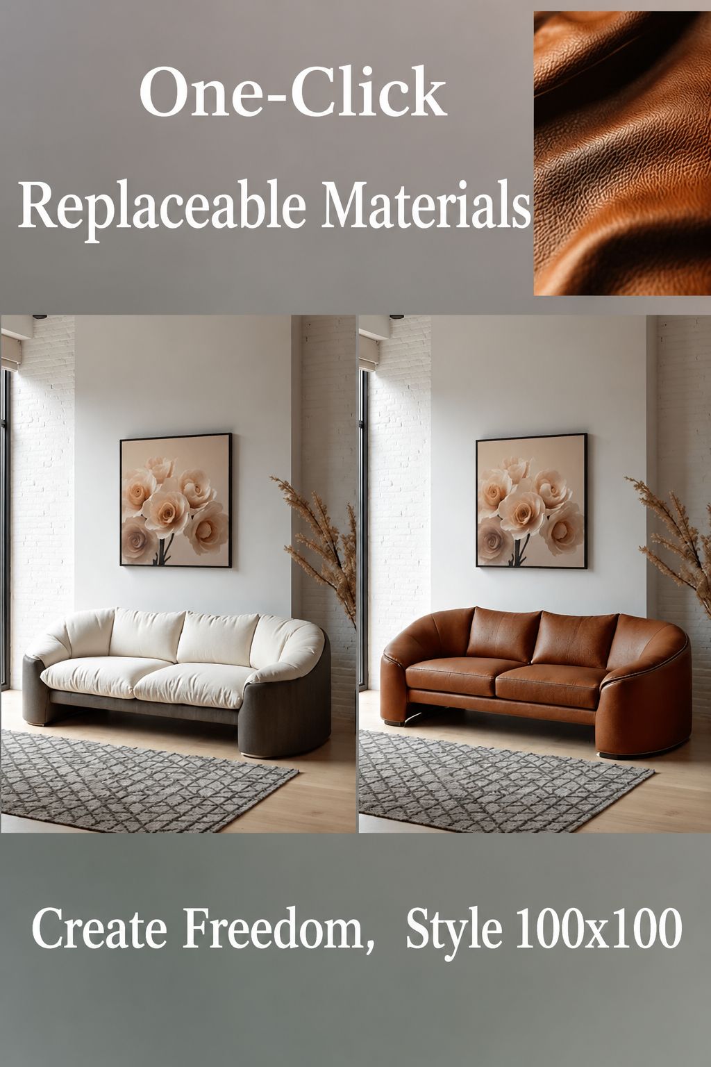Replace the specified item's material